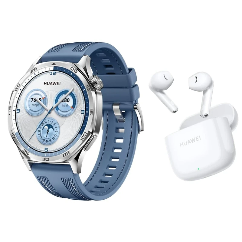 HUAWEI WATCH GT5 46MM Blue Woven Strap+FreeBuds SE 2 white