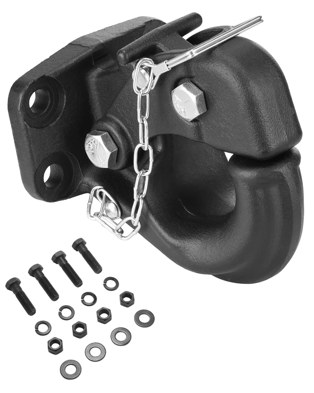 VEVOR Pintle Hook, 30000 lbs Towing Capacity, Trailer Hitches Receiver Hook Fits for 2.5-inch to 3-inch Lunette Ring with Mounting Kit, Black Powder Coat, Wear-resistant, Suitable for Various Vehicles
