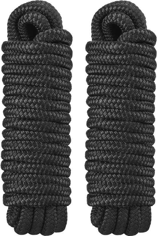 Dock Lines 3/4" x 30 Feet Double Braided Nylon Boat Dock Line, Pre-Spliced with a 18" Loop, Marine Grade Boat Ropes for Docking, 3/4" Dock Lines for Boat, Boat Lines