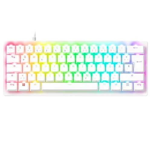 Razer Huntsman V3 Pro Mini - Analogue Optical E-Sport Keyboard 60% Format - Snap Tap - Rapid Trigger - Multi-Purpose Modifier Keys - Doubleshot PBT Keycaps - QWERTZ DE Layout | White