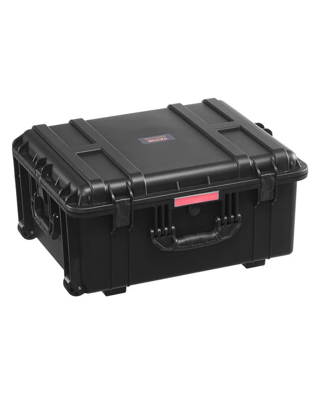 VEVOR 5.5 Cu.ft Weatherproof Hard Case, Large Capacity Waterproof Hard Case with 3 Handles, IP67 Waterproof Protective Case with 6 Clips, 6 Padlock Holes, and Foam Inserted for Large Equipment, Black
