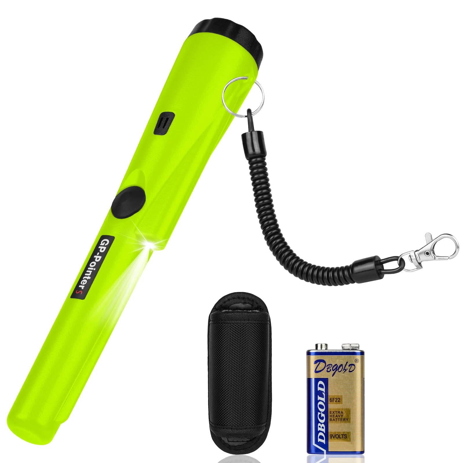 Flintronic Metal Detector Pinpointer, 360° Portable Metal Detector Finder Pinpointer, Waterproof Handheld Pin Pointer with LED and Holster, Metal Detecting Tool for Locating Gold, Coin, Silver (Green)