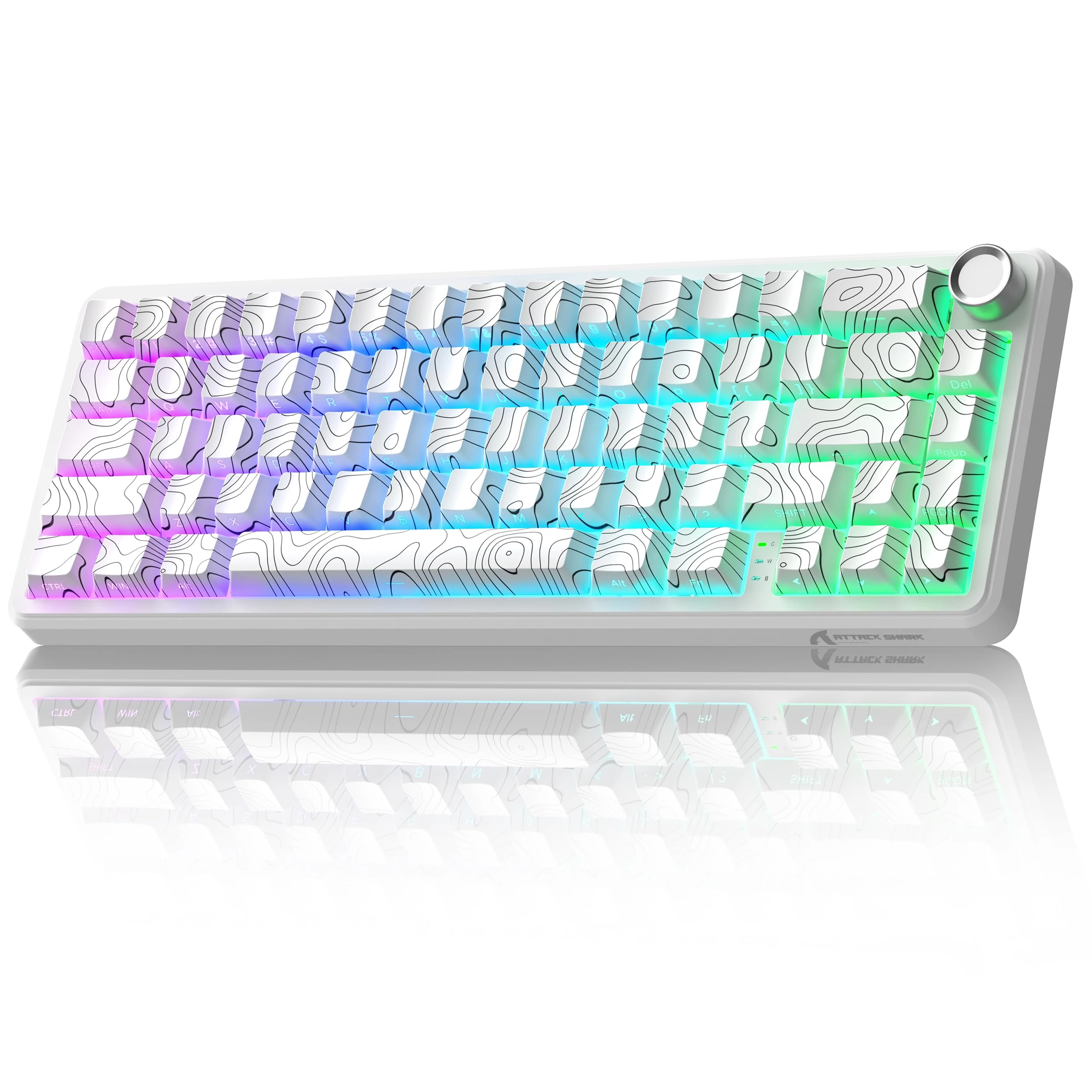 ATTACK SHARK X65PRO HE Rapid Trigger Wireless Gaming Keyboard, 0.01mm RT Accuracy 8000Hz Wired Keyboard with Magnetic Switch, Adjustable Actuation, Snap Tap, RGB Lighting for PC/Mac, White Contours