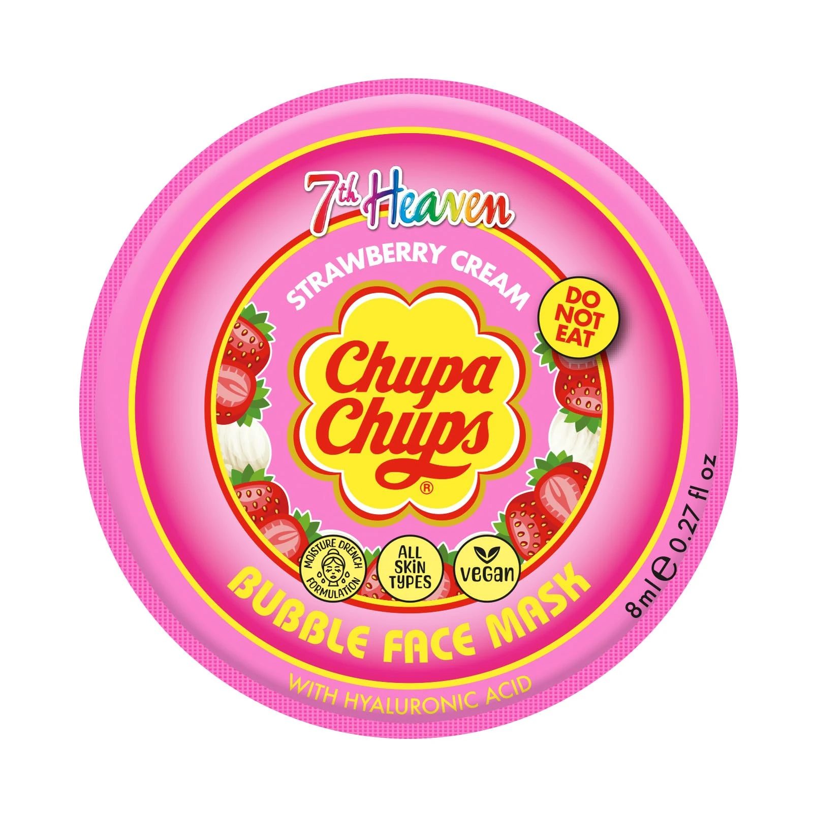 7th Heaven x Chupa Chups Bubble Face Mask (Strawberry Cream) Exfoliating Peel Off Face Mask with Hyaluronic Acid, Vegan - Genuine 7th Heaven Face Masks Skincare