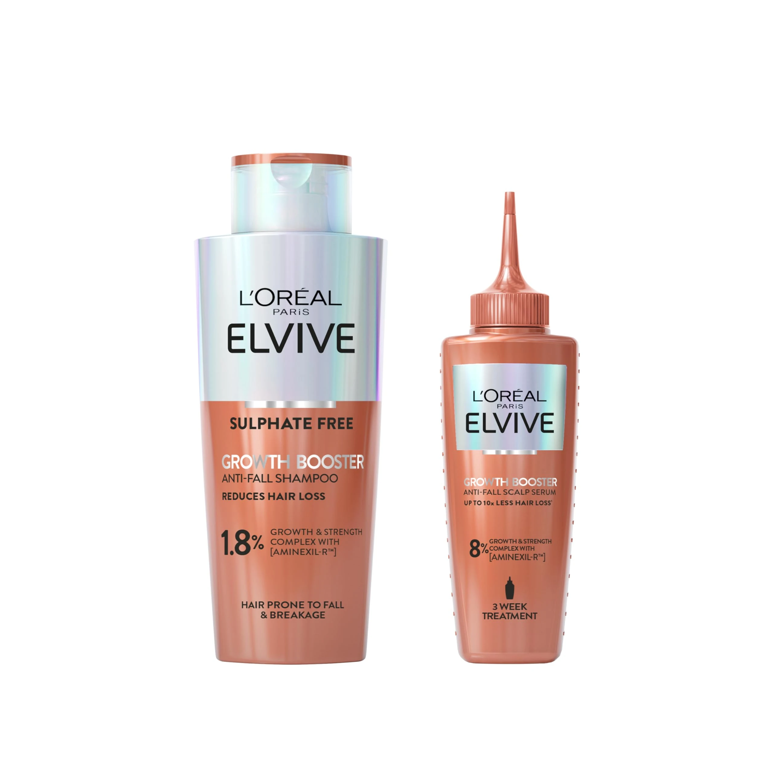 L’Oreal Paris ELVIVE Growth Booster Shampoo & Scalp Serum set, Anti Hair Loss treatment for Men, Aminexil & Niacinamide, Prevents and Reduces Hair Loss & Thinning, Visibly Denser in up to 12 weeks