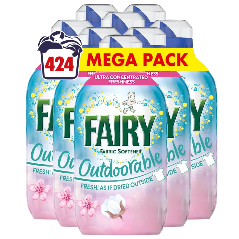 Fairy Outdoorable Fabric Conditioner, Cherry Blossom and Nordic Cotton, 424 Washes (8x53), Ultra Concentrated Formula For Sensitive Skin, Dermatologically Tested