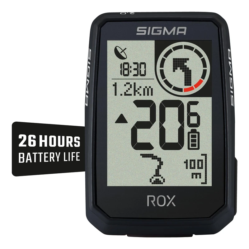 SIGMA ROX 2.0 Endurance Black | 26h Battery Life | Wireless Bicycle Computer | GPS and Navigation Including Overclap Butler | Outdoor GPS Navigation | E-Bike Compatible