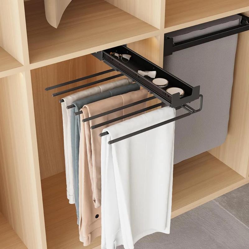 Menage Confort Removable Anthracite Steel Trousers Rack with Tray for Accessories