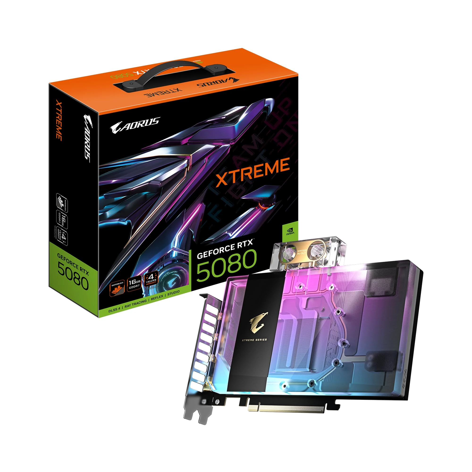 Gigabyte AORUS GeForce RTX 5080 XTREME WATERFORCE WB 16G Graphics Card - 16GB GDDR7, 256bit, PCI-E 5.0, 2805MHz Core Clock, 3 x DP 2.1a, 1 x HDMI 2.1b, NVIDIA DLSS 4, GV-N5080AORUSX WB-16GD