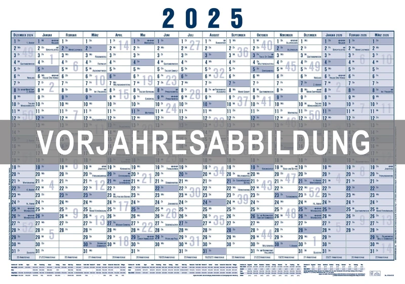 Poster Calendar 16 Mon Pack of 5 Rolled