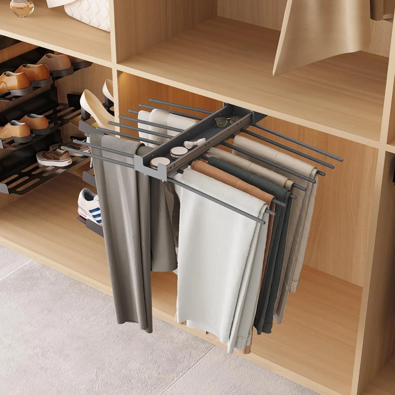 Menage Confort - Double removable trousers with tray - 18 trousers - Trouser rack, Chrome steel