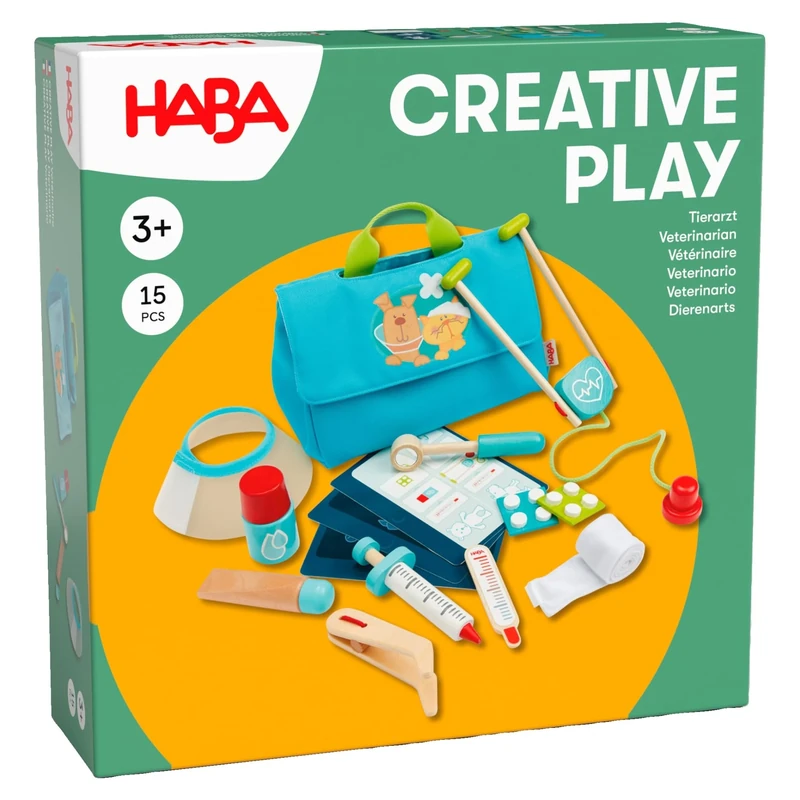 HABA Creative Play Veterinarian Set | Wooden Vet Accessories For Kids | Animal Care Role Play For Cuddly Toys & Dolls | Encourages Stories, Kids Adventures