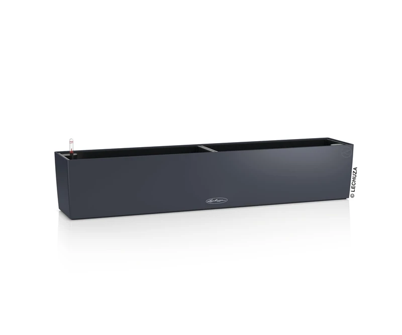 Lechuza - Balcony Planter Colour 100 Slate Grey, Balcony Box with Watering System, Water Level Indicator and Plant Insert, Matte Surface, 99 x 19 x 19 cm, 15918