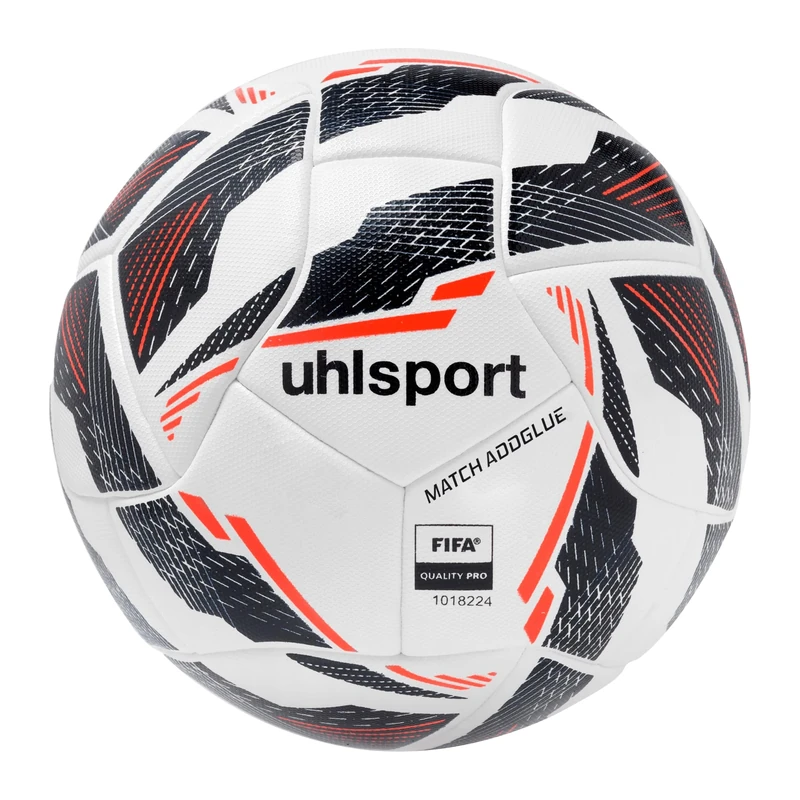 uhlsport Match Addglue Football Ball for Adults - FIFA Quality PRO Certified, 5, White/Navy/Fluo Red