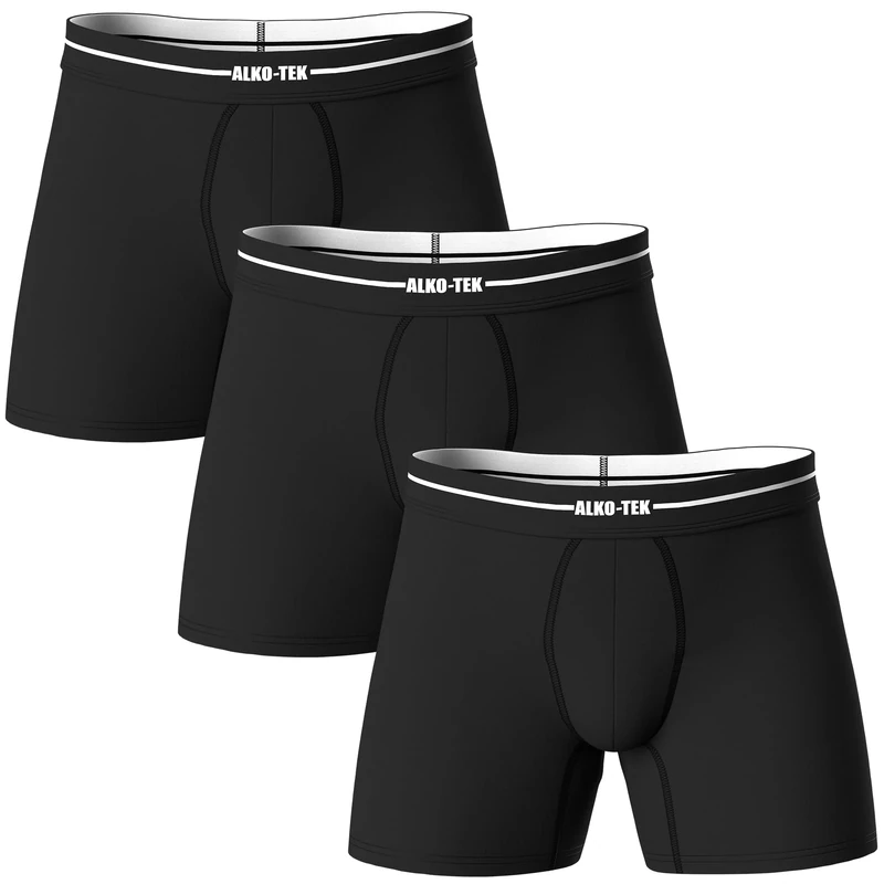 ALKO-TEK Mens Boxers Bamboo – Anti-Chafing, Longer Leg, Tag-Free – Dry Fit, Heat Regulating, Breathable – Sports & Everyday Boxers for Men – Boxer Shorts Men Multipack (3/6 Pack)