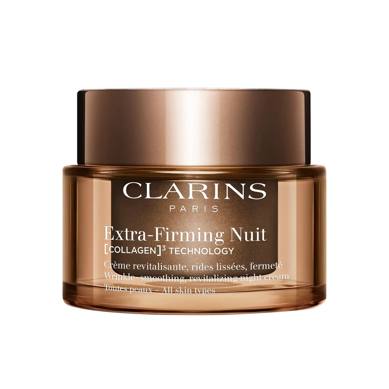Clarins Extra-Firming Night Cream for All Skin Types | Anti-Ageing Moisturiser with Collagen Boosting Ingredients | Nourishing & Firming Face Cream | Refillable Packaging | 50ml