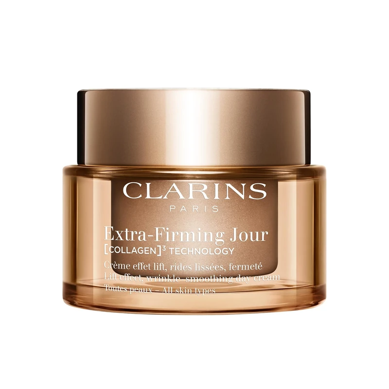 Clarins Extra-Firming Day Cream for All Skin Types | Anti-Ageing Moisturiser with Collagen Boosting Ingredients | Hydrating & Firming Face Cream | Refillable Packaging | 50ml