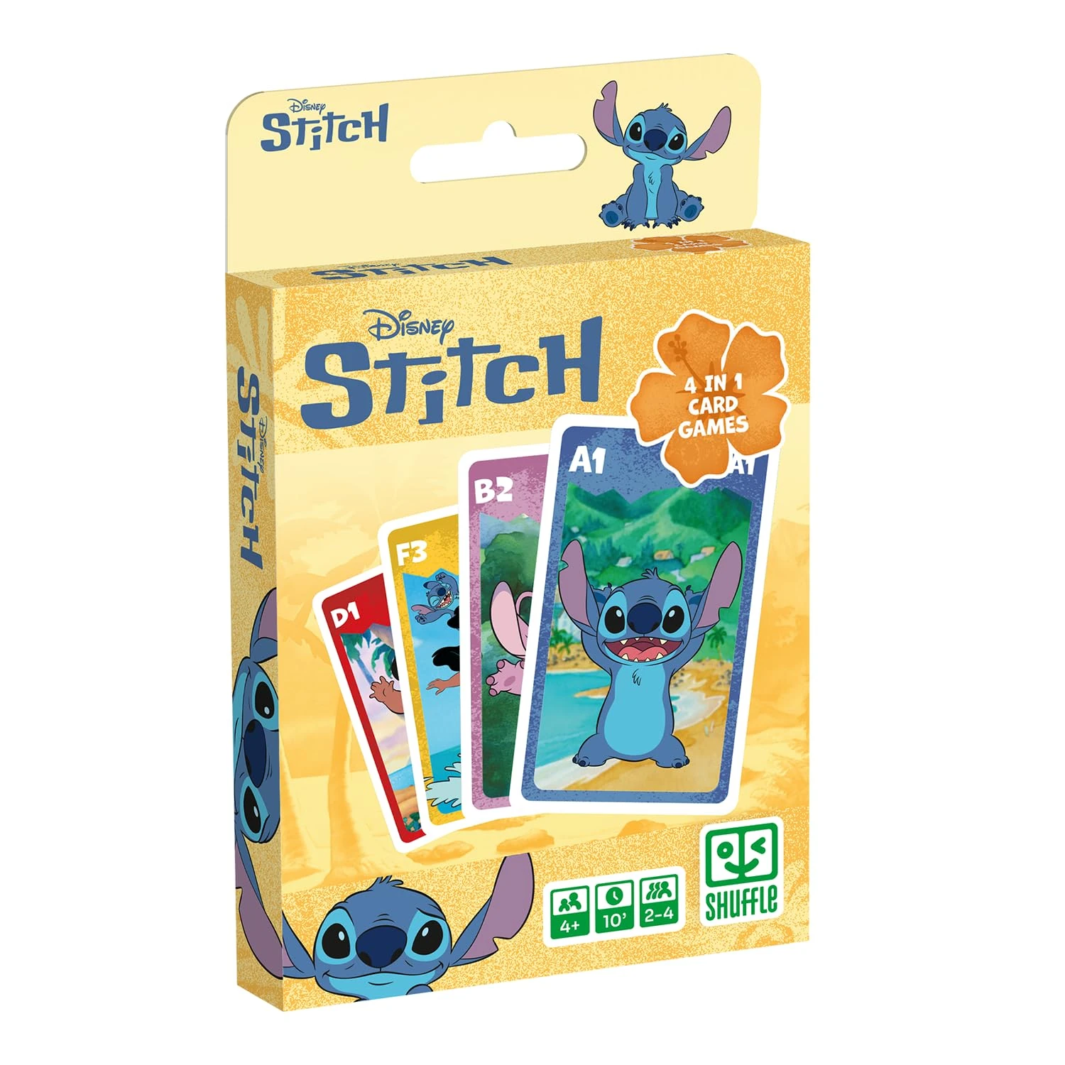 Shuffle 4-in-1 Stitch Card Game - 7 Families, Battle, Memo and Action - Disney Lilo & Stitch Card Game for Kids, Family and Friends - Ages 4+ 2 Players, Blue
