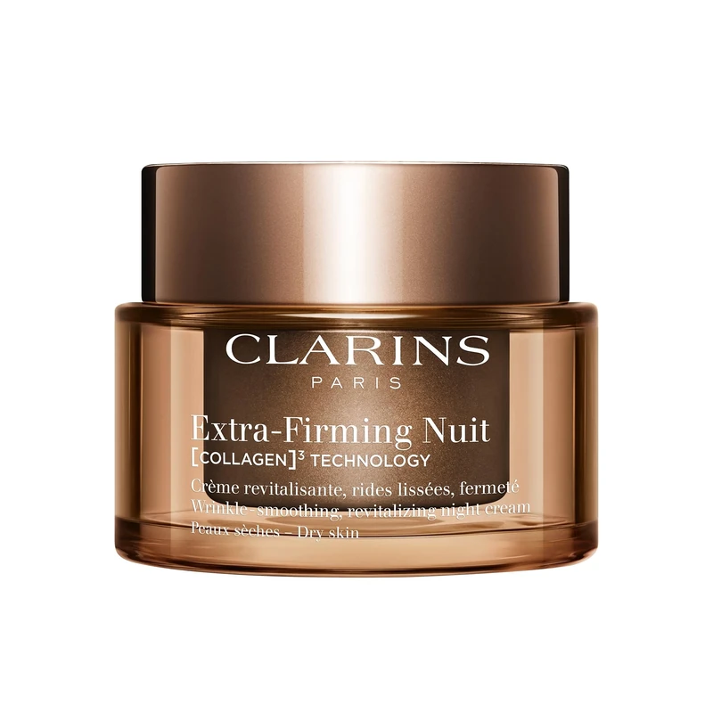 Clarins Extra-Firming Night Cream for Dry Skin | Anti-Ageing Moisturiser with Collagen Boosting Ingredients | Nourishing & Firming Face Cream | Refillable Packaging | 50ml