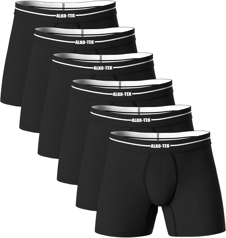 ALKO-TEK Mens Boxers Bamboo – Anti-Chafing, Longer Leg, Tag-Free – Dry Fit, Heat Regulating, Breathable – Sports & Everyday Boxers for Men – Boxer Shorts Men Multipack (3/6 Pack)