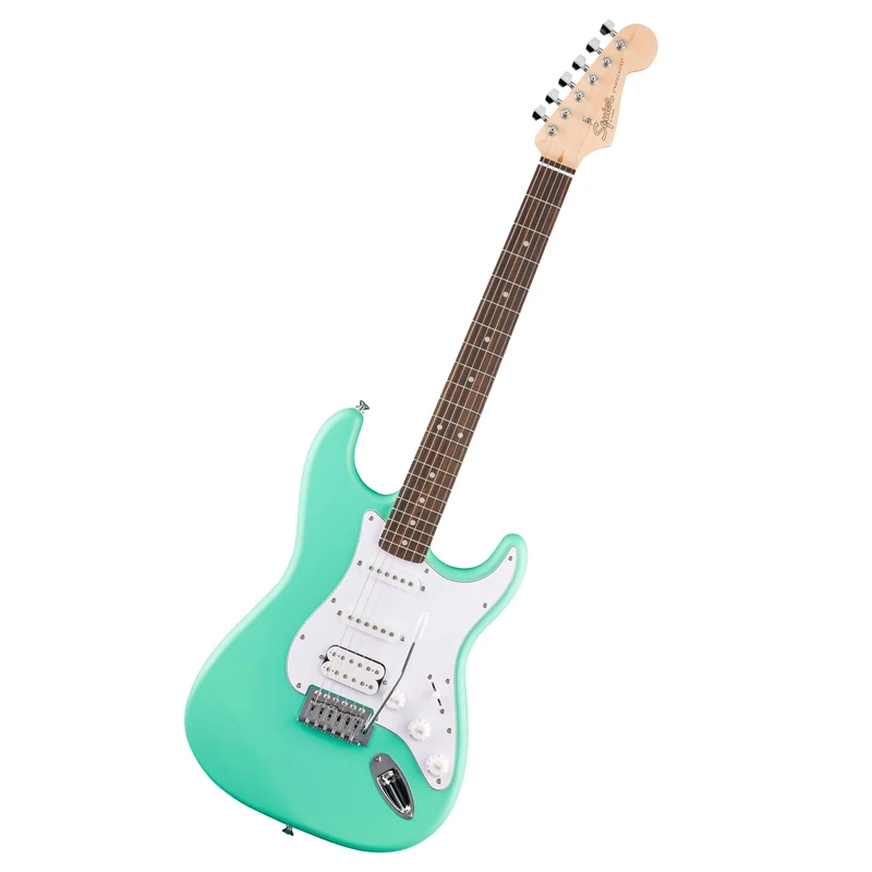 Squier by Fender Debut Collection HSS Stratocaster Electric Guitar, Laurel Fingerboard, White Pickguard, Seafoam Green