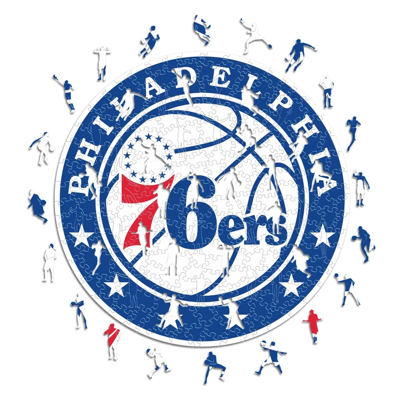 Iconic Puzzles - Philadelphia 76ers, Logo, Wooden Puzzle officially licensed NBA, 100% sustainable, size M, 270 Pcs