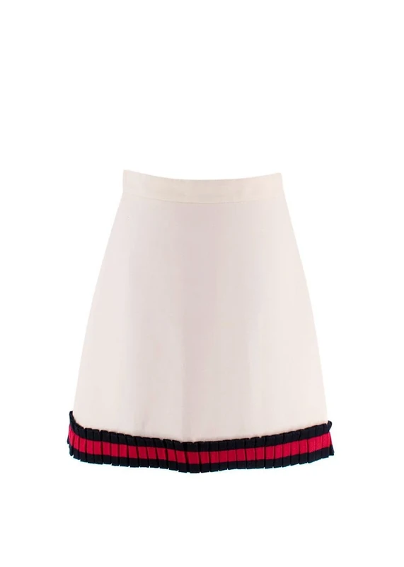 Gucci Pre-Loved Cream Ribbon Trimmed Mini Skirt