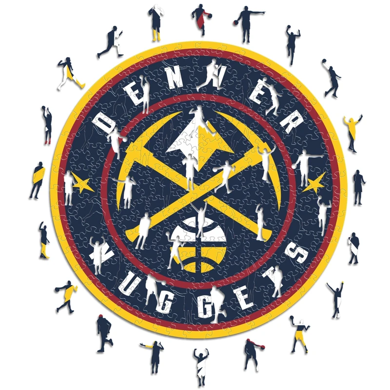 Iconic Puzzles - Denver Nuggets, Logo, Wooden Puzzle officially licensed NBA, 100% sustainable, size M, 270 Pcs