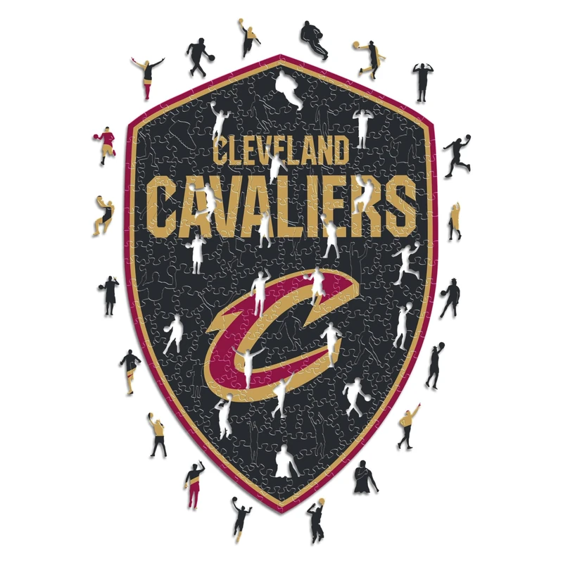 Iconic Puzzles - Cleveland Cavaliers, Logo, Wooden Puzzle officially licensed NBA, 100% sustainable, size L, 500 Pcs