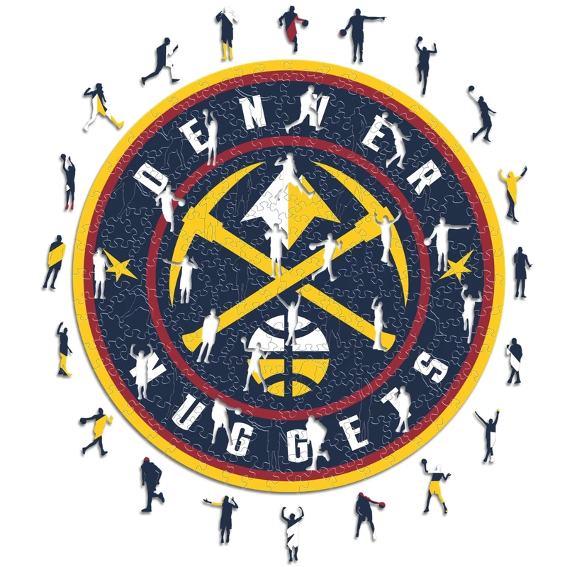 Iconic Puzzles - Denver Nuggets, Logo, Wooden Puzzle officially licensed NBA, 100% sustainable, size L, 500 Pcs
