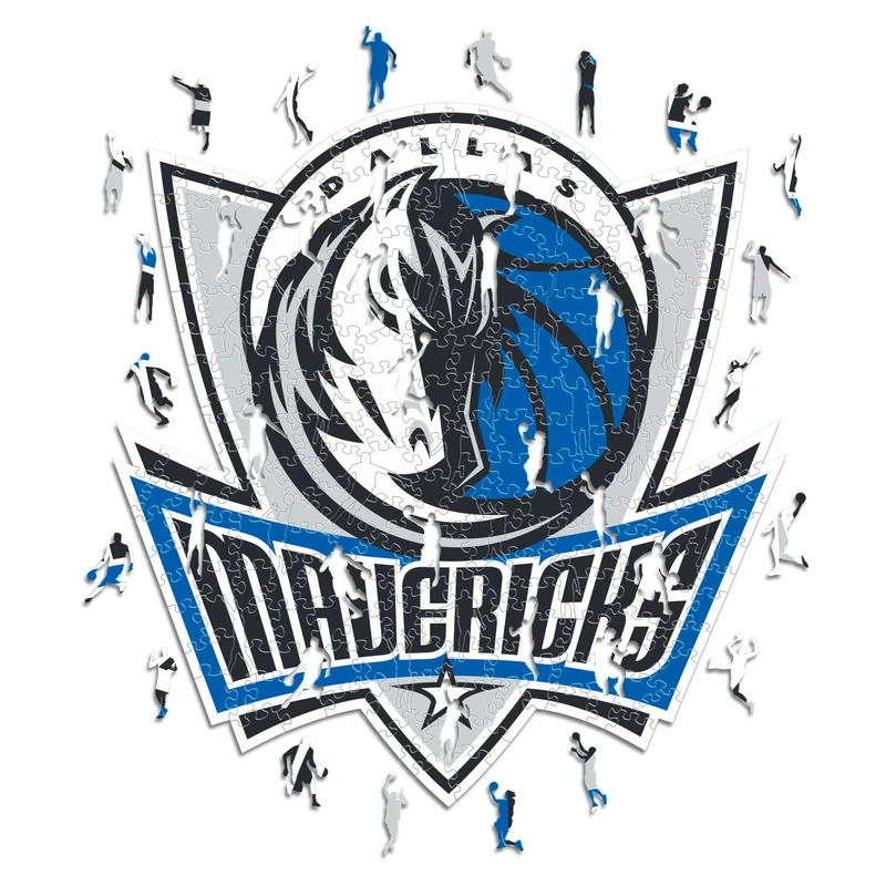 Iconic Puzzles - Dallas Mavericks, Logo, Wooden Puzzle officially licensed NBA, 100% sustainable, size L, 500 Pcs