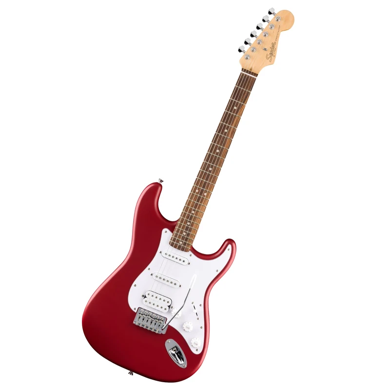Squier by Fender Debut Collection HSS Stratocaster Electric Guitar, Laurel Fingerboard, White Pickguard, Dakota Red