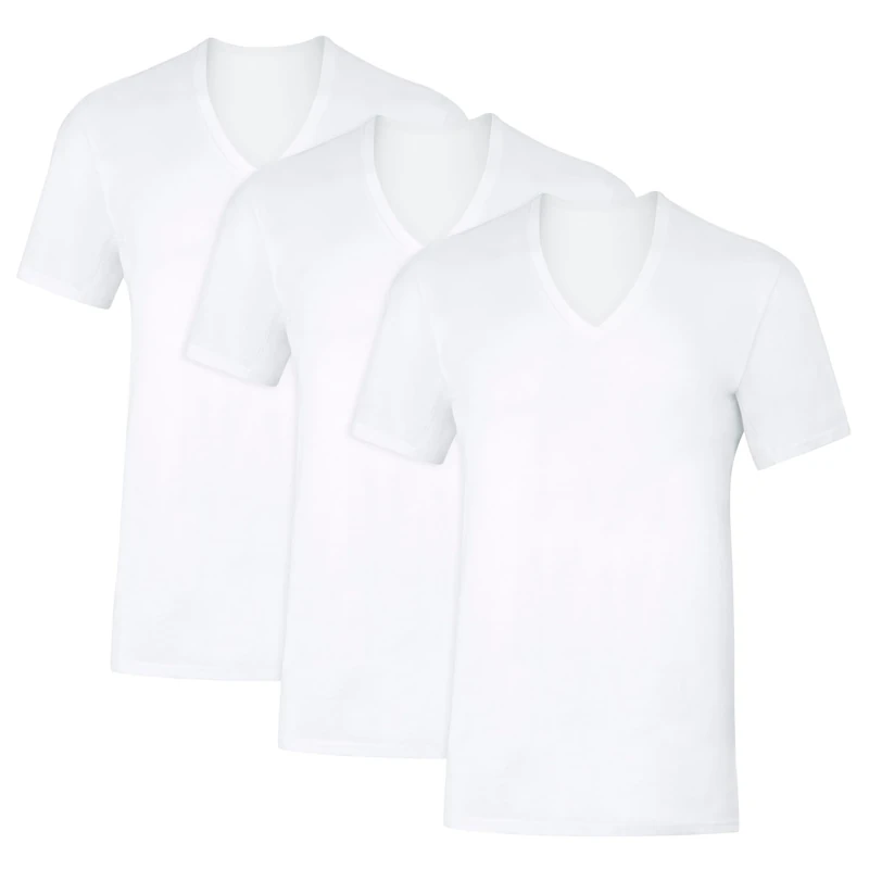 Hanes Men's Undershirt, Underarm Sweat Blocking Tee, White V-Neck T-Shirt, 3-Pack, White, XL