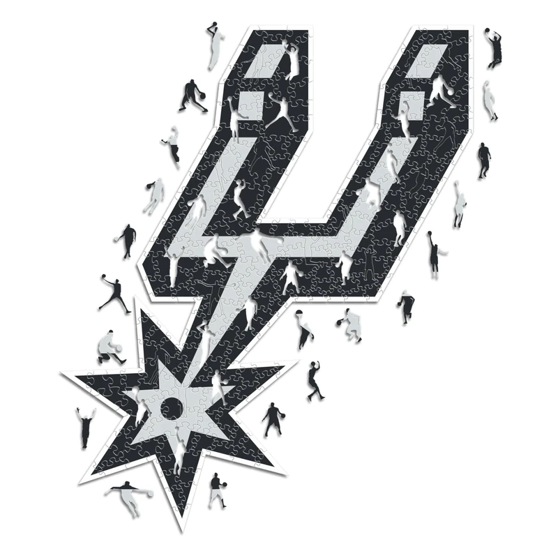 Iconic Puzzles - San Antonio Spurs, Logo, Wooden Puzzle officially licensed NBA, 100% sustainable, size M, 270 Pcs