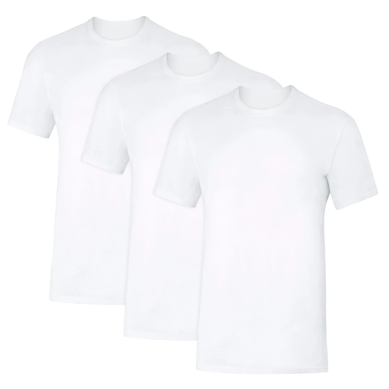 Hanes Men's Undershirt, Underarm Sweat Blocking Tee, White Crewneck T-Shirt, 3-Pack, White, S
