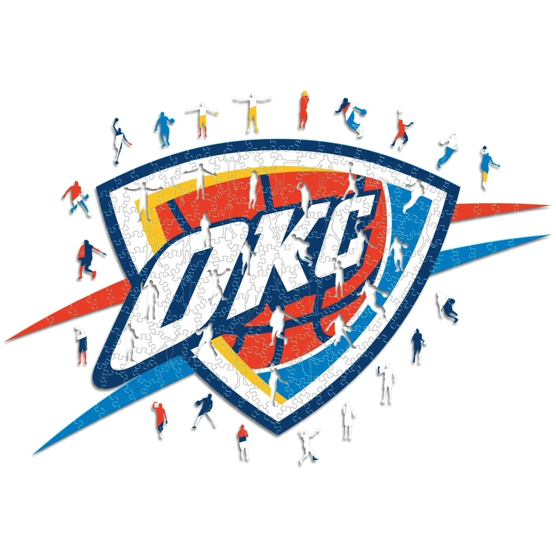 Iconic Puzzles - Oklahoma City Thunder, Logo, Wooden Puzzle officially licensed NBA, 100% sustainable, size L, 500 Pcs