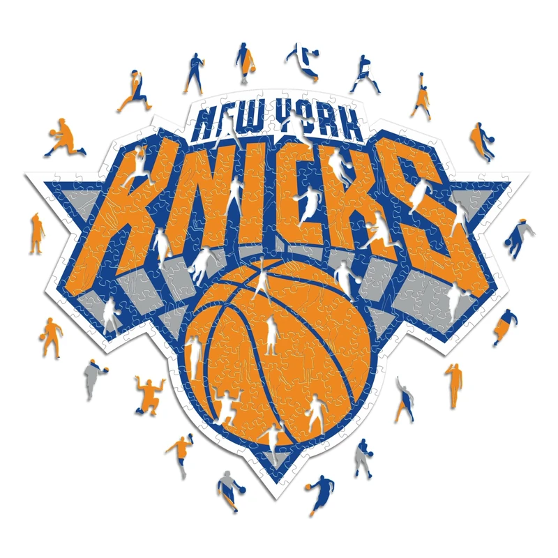 Iconic Puzzles - New York Knicks, Logo, Wooden Puzzle officially licensed NBA, 100% sustainable, size L, 500 Pcs