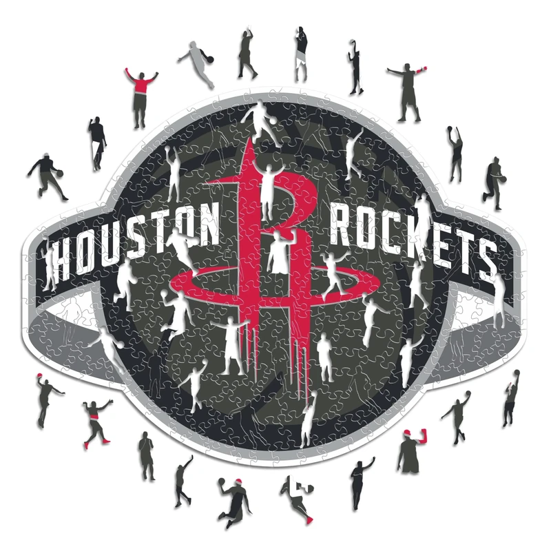 Iconic Puzzles - Houston Rockets, Logo, Wooden Puzzle officially licensed NBA, 100% sustainable, size L, 500 Pcs