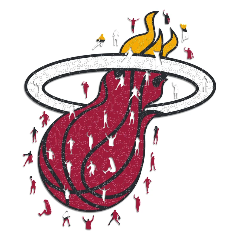 Iconic Puzzles - Miami Heat, Logo, Wooden Puzzle officially licensed NBA, 100% sustainable, size M, 270 Pcs