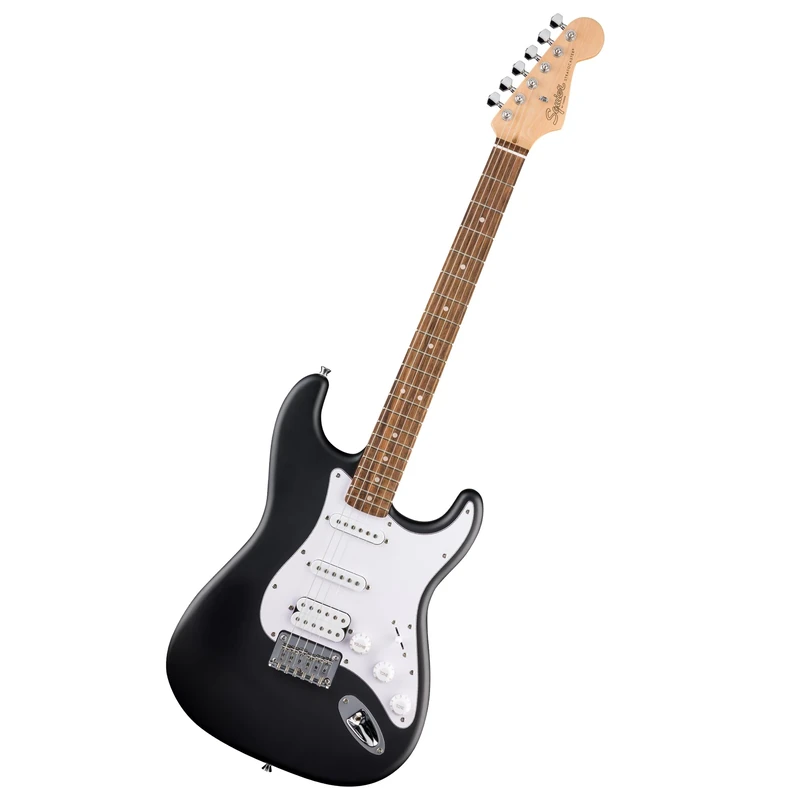 Squier by Fender Debut Collection HT HSS Stratocaster Electric Guitar, Laurel Fingerboard, White Pickguard, Black