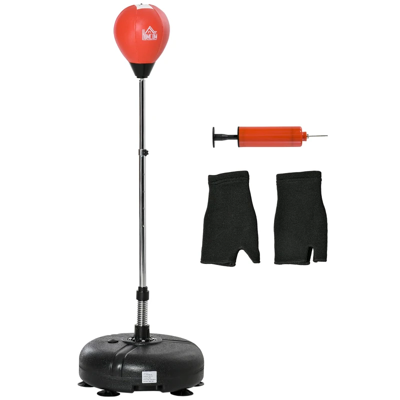 HOMCOM Punching Bag with Stand, Freestanding Boxing Bag Set, with Speedball, 133-151cm Adjustable Height, for Teens, Red/Black