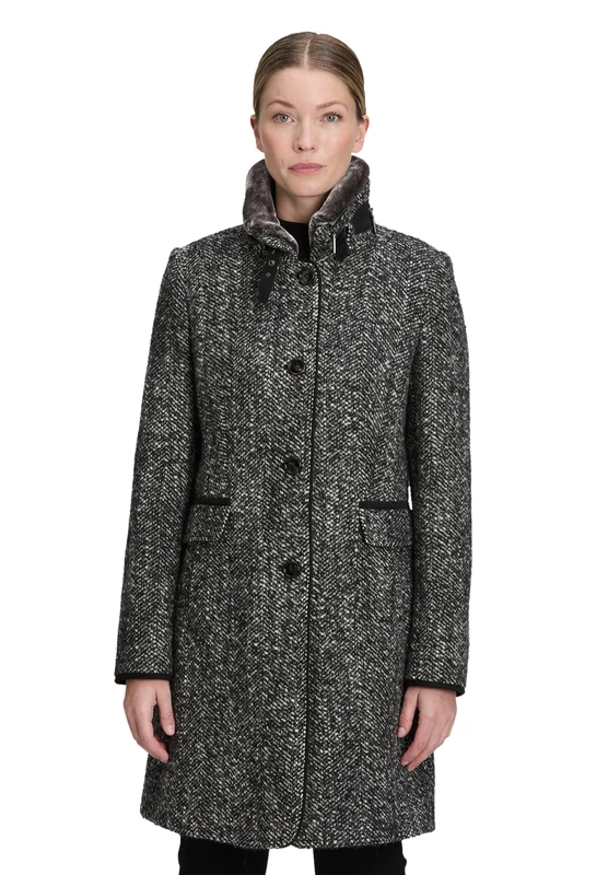 Gil Bret Ladies Wool Coat, Black/Cream, 12