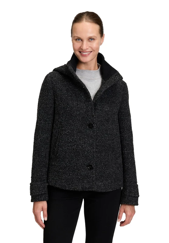Gil Bret Ladies Wool Coat, Black/Grey, 14