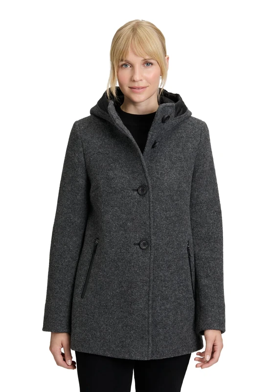 Gil Bret Ladies 100% Wool Coat, Dark grey blend, 14