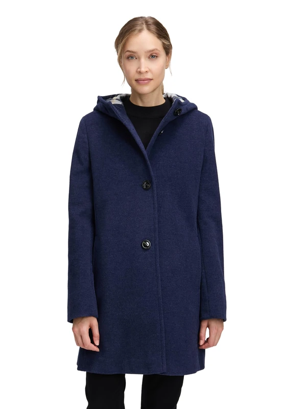 Gil Bret Ladies Wool Coat, Dark Blue Melange, 10