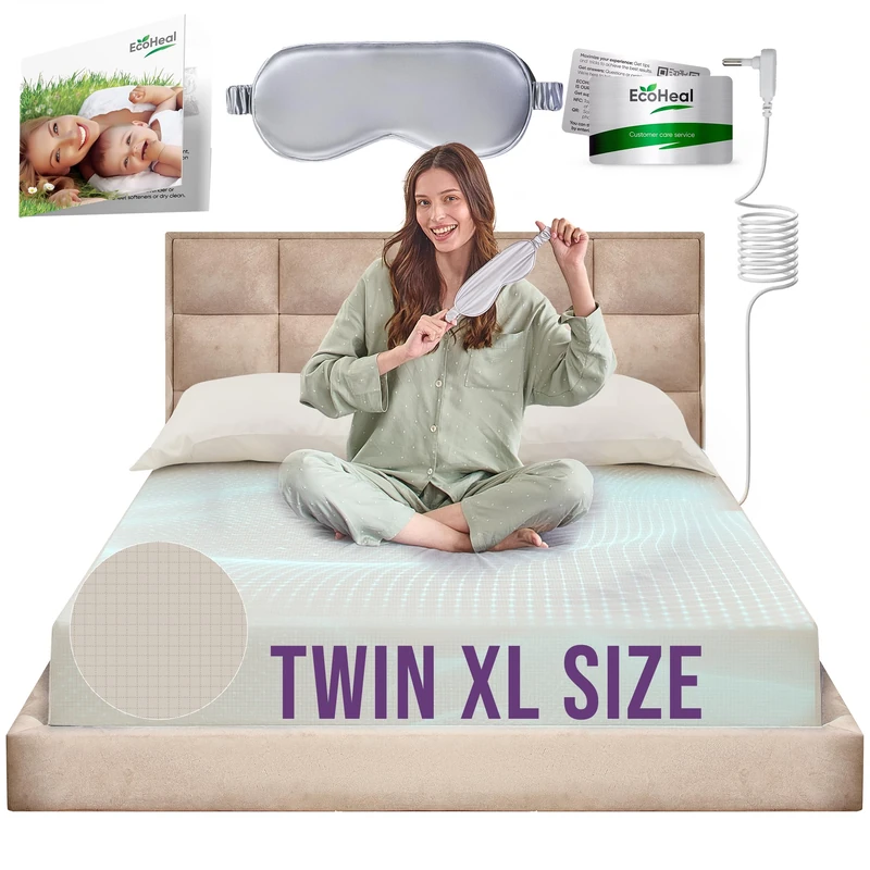 Earth Grounding Sheets Twin XL Size with 12% Silver Fiber & 4% Silk & 84% Cotton - Beige - Quality Certified Grounded Well Bed Sheet - Conductive Fitted Sheet for Better Sleep