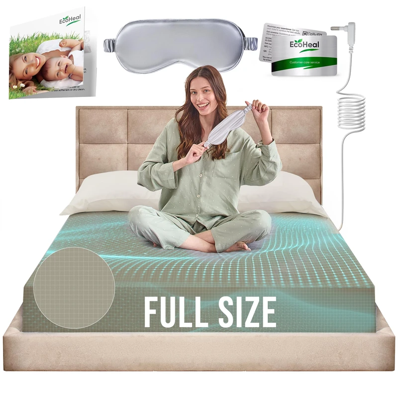 Earth Grounding Fitted Sheet Full Size with 12% Silver Fiber & 4% Silk & 84% Organic Cotton - Green- Soft Earth Grounding Well Bed Sheets - Grounded Conductive Bed Sheets for Better Sleep