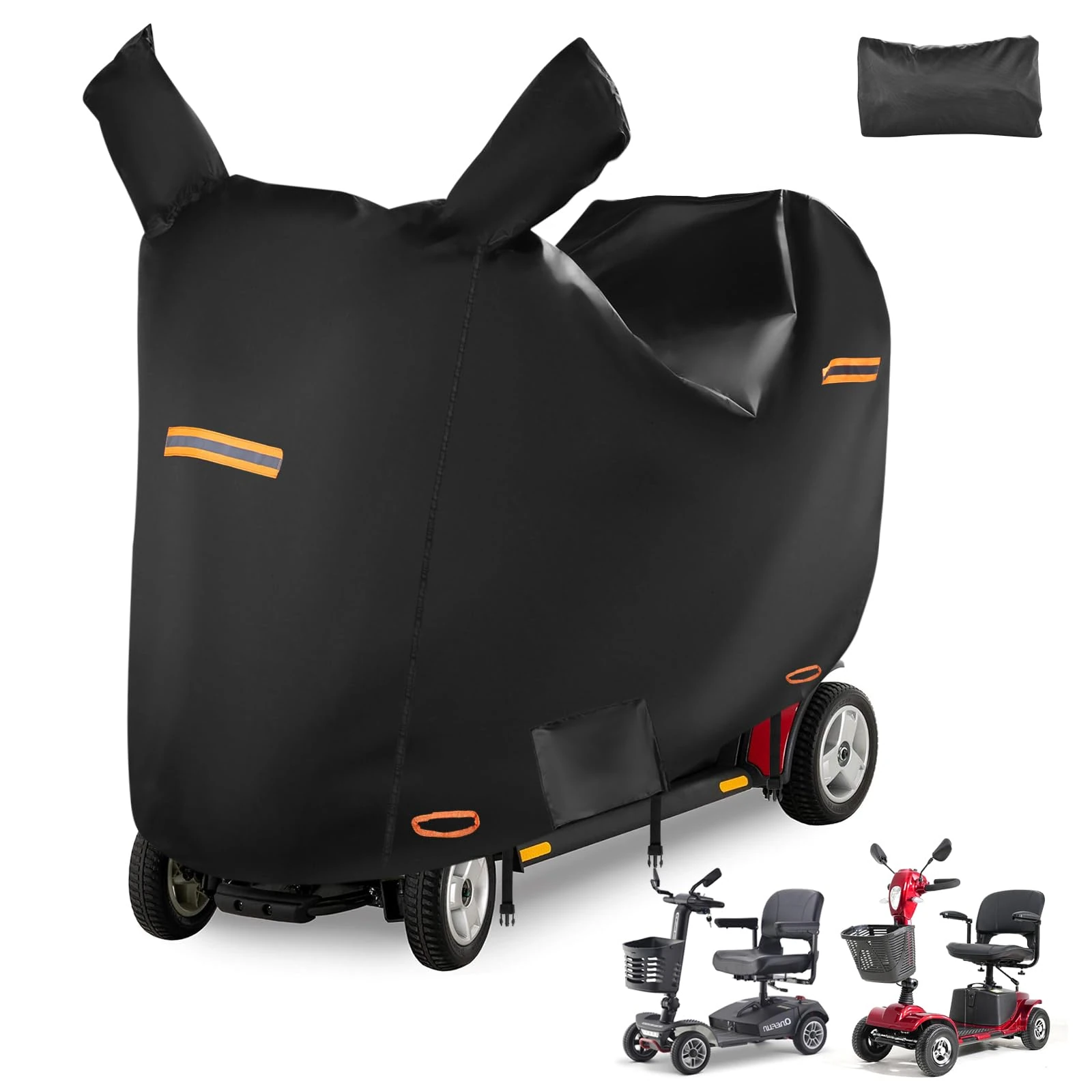 Mobility Scooter Cover Waterproof Outdoor with 4 Reflective Strips & 2 Mirror Pockets,Electric Scooter Cover with 3 Windproof Buckles & Air Vents,Universal Fit XL - 57"x27"x39"