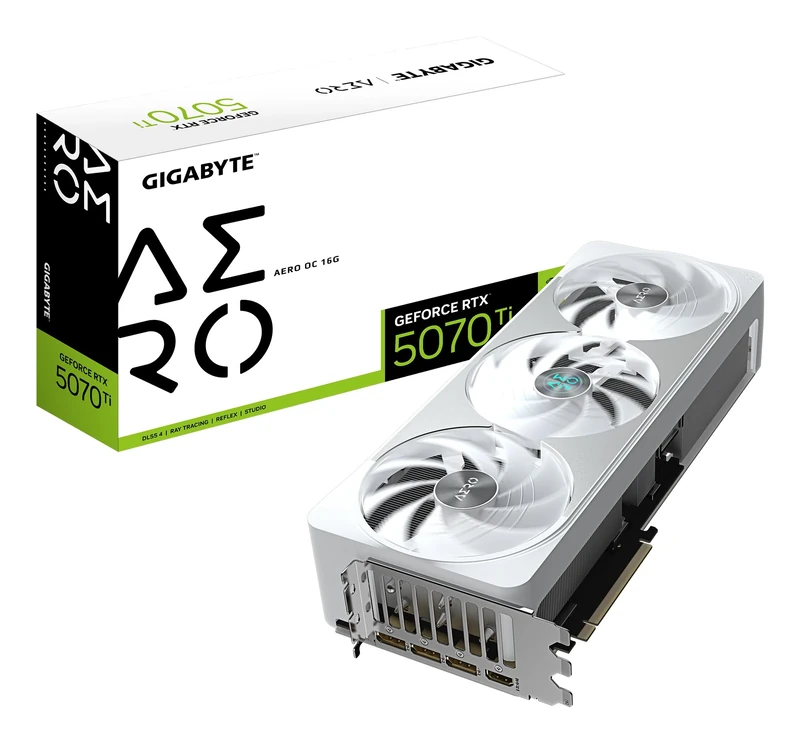 Gigabyte GeForce RTX 5070 Ti AERO OC 16G Graphics Card - 16GB GDDR7, 256bit, PCI-E 5.0, 2588 MHz Core Clock, 3 x DP 2.1a, 1 x HDMI 2.1b, NVIDIA DLSS 4, GV-N507TAERO OC-16GD