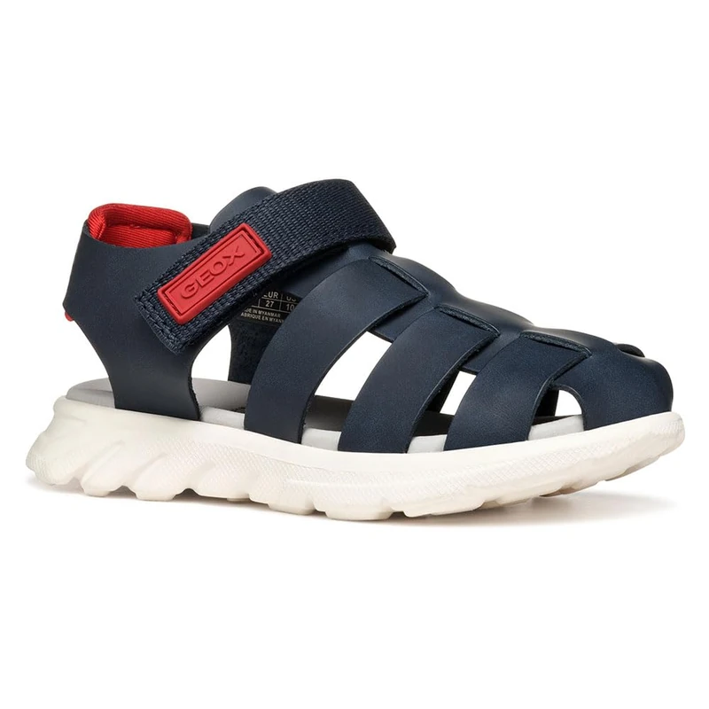 Geox J AIRADYUM BO Sandal, Navy/Red, 38 EU